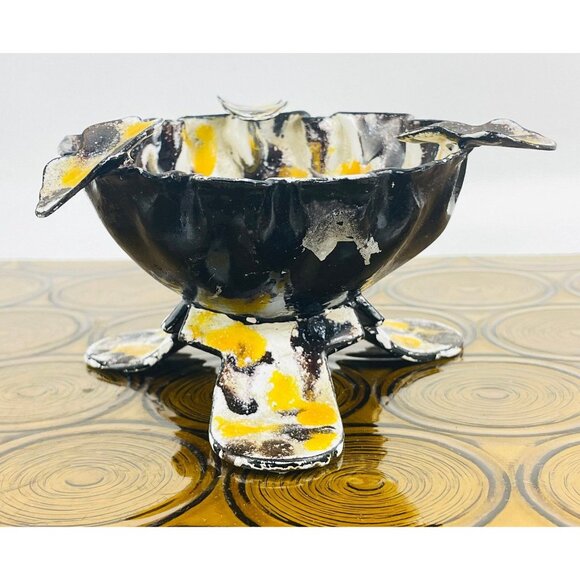 Vintage 1970s footed ashtray, wrought iron, free form brutalist shape - Picture 3 of 10